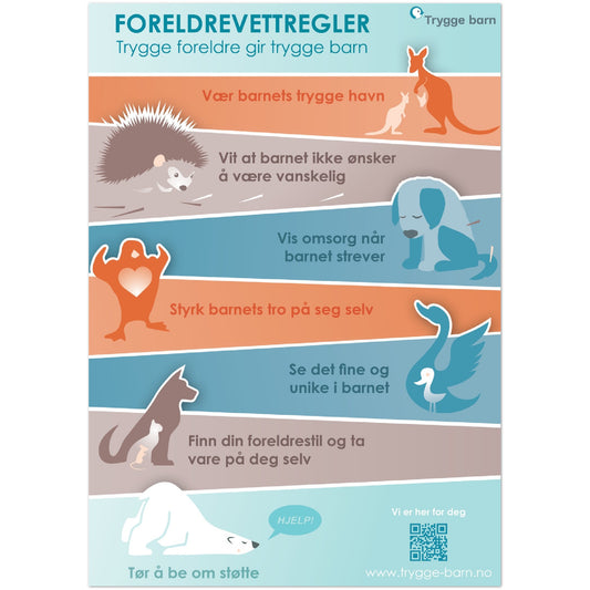 Foreldrevettregler som klassisk plakat i matt papir